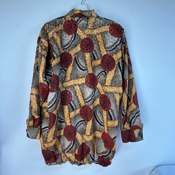 Vintage Via Ripatti Designs California Womens Abstract Pattern Blazer Jacket Red - Picture 2 of 8